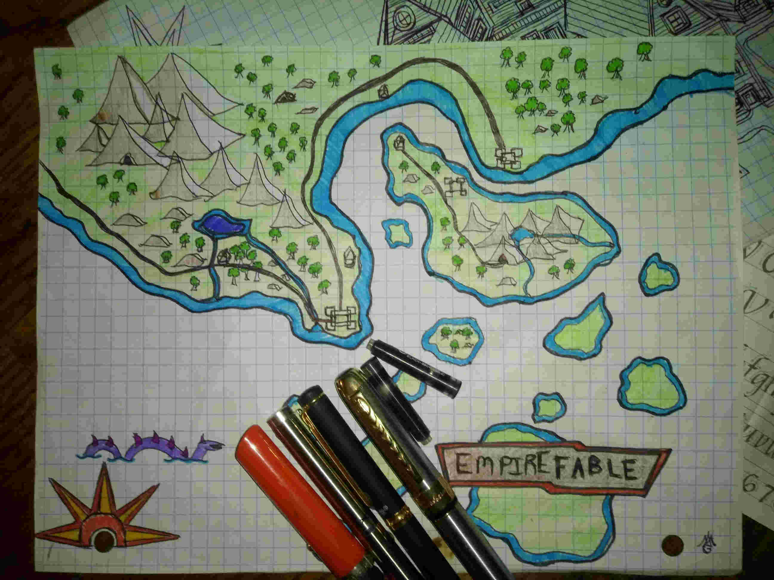 Empire Fable, Hand Drawn, Art ,Atlas ,Map ,The Thumb Continent, Continent of Dawn, ,Free, Web Based, Fable like, RPG ,top Down, 2d
